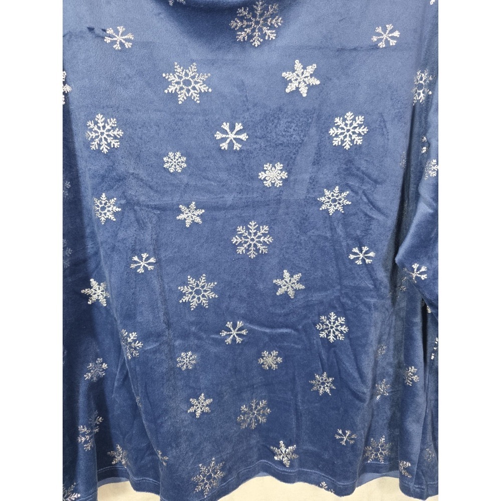 Sleep Chic XL Blue Velour Pajama Set Snowflake Print Long Sleeve Soft Lounge - Picture 6 of 15